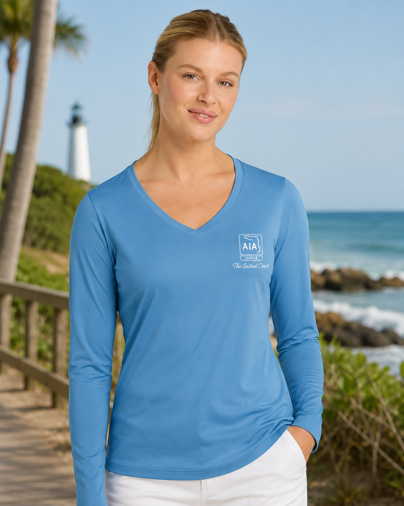 Jupiter women's long sleeve V neck