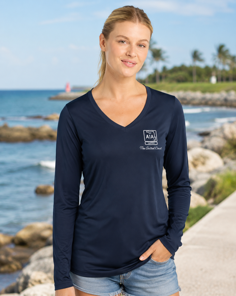 Jupiter women's long sleeve V neck